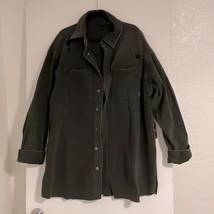 3x/4x Oversized Distressed Black Jean Shacket